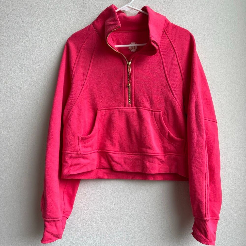 Lululemon Scuba Oversized 1/2 Zip Hoodie Glaze Pink Gold Zipper Size XS / SMALL